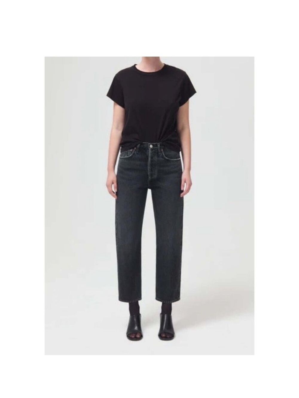 Agolde mid-rise crop in washed black